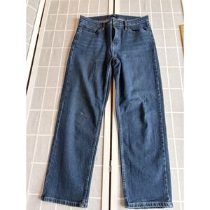 Calvin Klein Women High Rise‎ Straight Leg Jean (Dark Blue, 10) Capsule Wardrobe